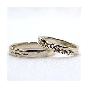 結婚指輪 クロス ダイヤモンド マリッジリング イエローゴールドK10 ペアリング 十字架 2本セット 受注 爆買の画像