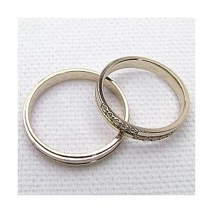 結婚指輪 クロスペアリング ダイヤモンド マリッジリング イエローゴールドK10 カップル 安い 注文製作 プレゼント ギフト 受注 爆買の画像