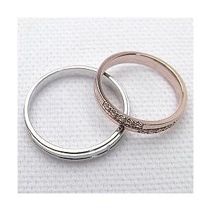 結婚指輪 クロス ダイヤモンド マリッジリング ピンクゴールドK10 ホワイトゴールドK10 ペアリング 十字架 2本セット 受注 爆買の画像