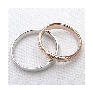 クロス 結婚指輪 マリッジリング ピンクゴールドK10 ホワイトゴールドK10 ペアリング 十字架 2本セット 受注 爆買の画像