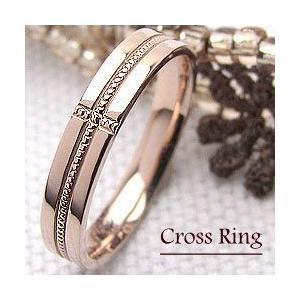 クロスミル打ちリング ピンクゴールドK10 レディースリング K10PG 注文製作 プレゼント ギフト 受注