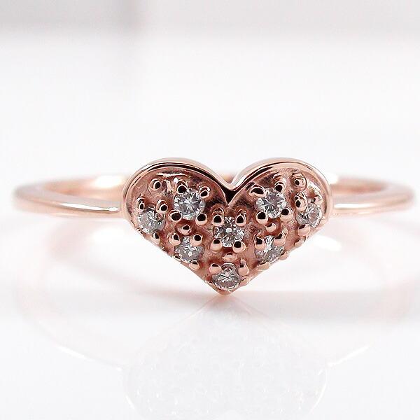 楽天カード分割 指輪 レディース ピンキーリング ハート ダイヤモンドリング パヴェ ピンクゴールドk18 ピンキーリング 指輪 ホワイトデー プレゼント ギフト 安心の定価販売 Tv Creativetalentnetwork Com