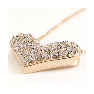 ハート ネックレス パヴェ ダイヤモンド ネックレス 18金 0.30ct ピンクゴールドK18 レディース 注文製作 プレゼント ギフト 受注 爆買の画像