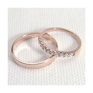 結婚指輪 エタニティリング ダイヤモンド ペアリング ピンクゴールドK10 マリッジリング カップル 安い 注文製作 プレゼント ギフト 受注 爆買の画像