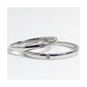 結婚指輪 プラチナ 一粒ダイヤモンド シンプル ストレート マリッジリング Pt900 ペアリング 2本セット 受注 爆買の画像