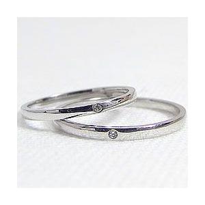 結婚指輪 一粒ダイヤモンド ペアリング シンプル ホワイトゴールドK18 マリッジリング カップル 安い 注文製作 プレゼント ギフト 受注 爆買の画像