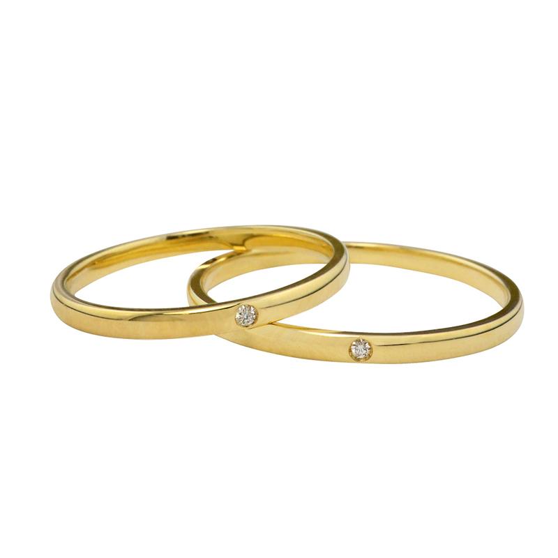 結婚指輪 K18 一粒ダイヤモンド ペアリング 18金 マリッジリング カップル 安い 注文製作 プレゼント ギフト 受注 爆買の画像