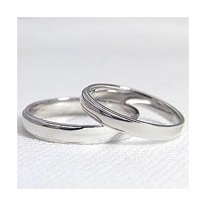 結婚指輪 段差デザイン シンプル マリッジリング ホワイトゴールドK10 ペアリング 2本セット 受注 爆買の画像