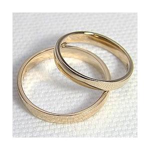 結婚指輪 段差デザイン シンプル マリッジリング イエローゴールドK10 ペアリング 2本セット 受注 爆買の画像