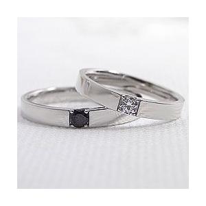 結婚指輪 一粒 ダイヤモンド ブラックダイヤモンド 0.1ct マリッジリング ホワイトゴールドK10 ペアリング 受注 爆買の画像