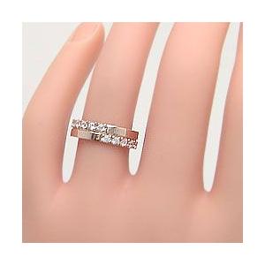 Jewelry i クロスデザインダイヤモンドリング ピンクゴールドK10