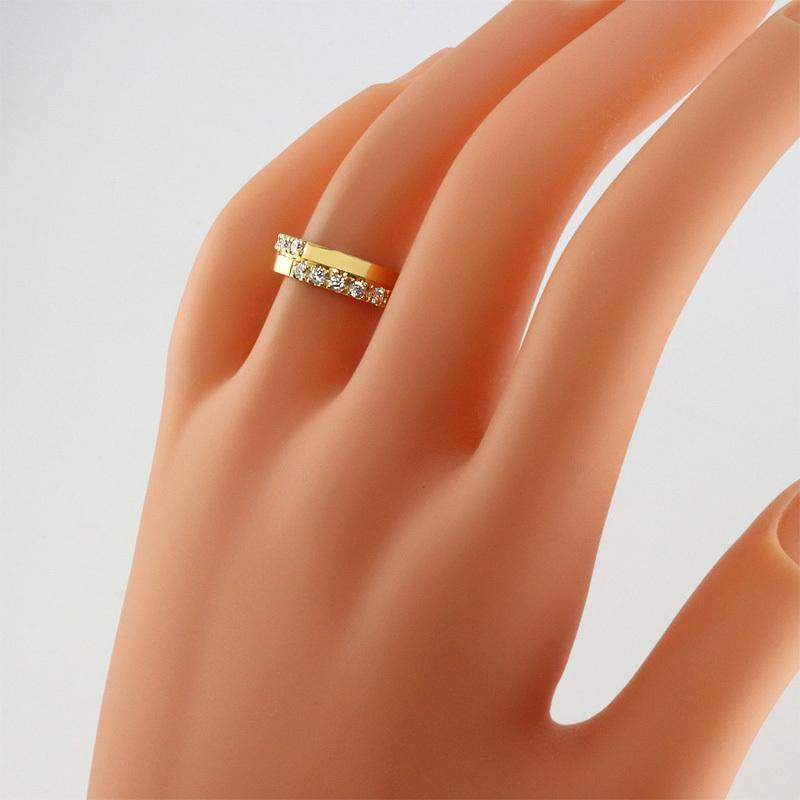クロスデザインダイヤモンドリング 5mm幅 10金 K10ゴールド K10 誕生日 贈り物 結婚 レディース ファッションリング 注文製作 プレゼント ギフト 受注 爆買の画像