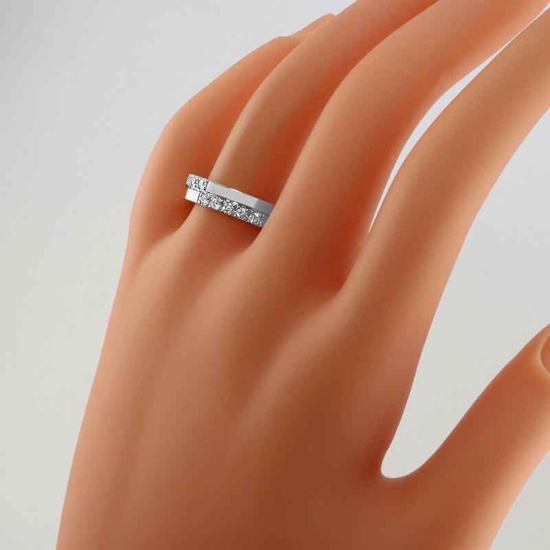 メンズリング 天然ダイヤモンド 5mm幅 ダイヤリング クロスデザイン