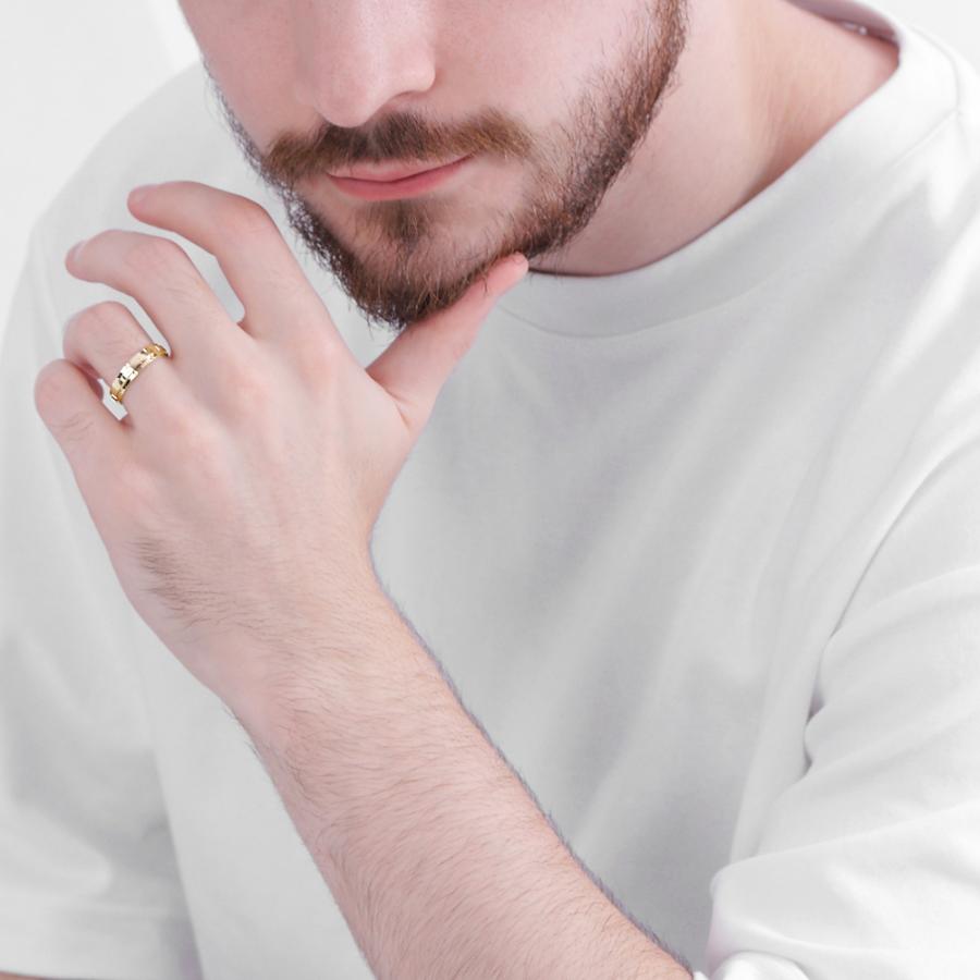 バンドデザインメンズリング メンズ リング ホワイトゴールドK10 10金 ゴールド K10WG 指輪 記念日 プレゼント 男性用 受注 爆買の画像