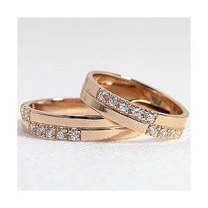 結婚指輪 クロス ダイヤモンド 4ミリ幅 マリッジリング ピンクゴールドK18 十字架 ペアリング 2本セット 受注｜jwl-i｜02