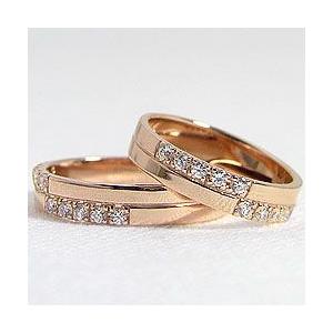 結婚指輪 クロス ダイヤモンド 4ミリ幅 マリッジリング ピンクゴールドK10 十字架 ペアリング 2本セット 受注 爆買_1