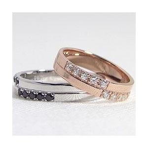 結婚指輪 クロス ダイヤモンド ブラックダイヤモンド 18金 ペアリング ピンクゴールドK18 ホワイトゴールドK18 マリッジリング ボーナス プレゼント 受注 爆買_1