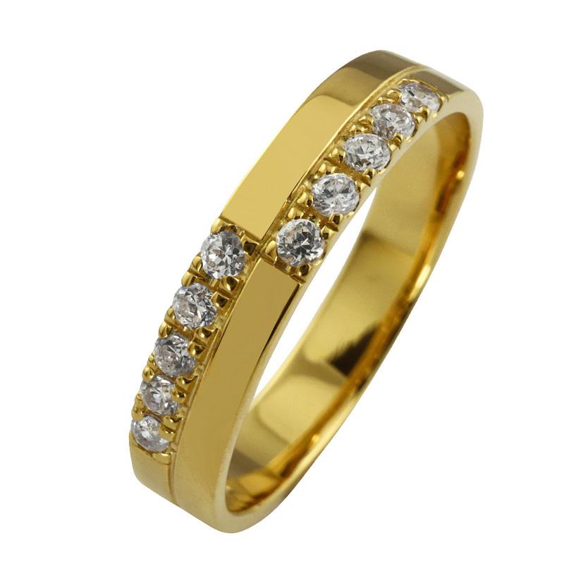 ダイヤモンド メンズ リング K18 ダイヤリング メンズリング イエローゴールド 4mm幅 18金 K18 ゴールド 男性用 結婚記念日 誕生日 クロス 十字架 受注 爆買