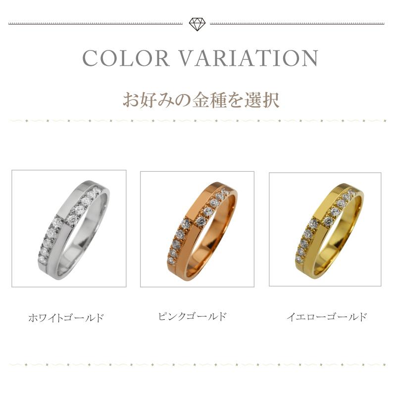 メンズリング イエローゴールド K10 ダイヤモンド メンズ リング 10金 4mm幅 K10 ゴールド クロス 十字架 オリジナルジュエリー 誕生日 受注 爆買の画像