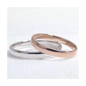 結婚指輪 平甲丸 マリッジリング ピンクゴールドK10 ホワイトゴールドK10 ペアリング 2本セット 受注 爆買の画像