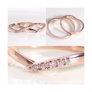 結婚指輪 Vライン ダイヤモンド ペアリング 10金 マリッジリング カップル 安い 注文製作 プレゼント ギフト 受注 爆買の画像