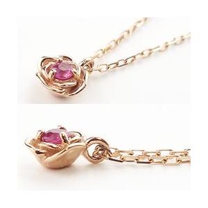 ローズ ネックレス ペンダント 一粒 誕生石  K18WG K18PG K18YG カラーストーン 薔薇 18金 ネックレス レディース 注文製作 プレゼント ギフト 受注 爆買の画像