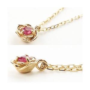 ローズ ネックレス ペンダント 一粒 誕生石  K10WG K10PG K10YG カラーストーン 薔薇 10金 ネックレス レディース 注文製作 プレゼント ギフト 受注 爆買の画像