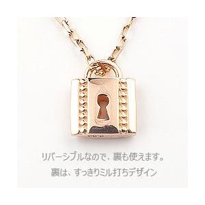 南京錠 キー ネックレス ダイヤモンド ペンダント カギ 鍵 18金 K18 ゴールド アズキチェーン 40cm 注文製作 プレゼント ギフト 受注 爆買の画像