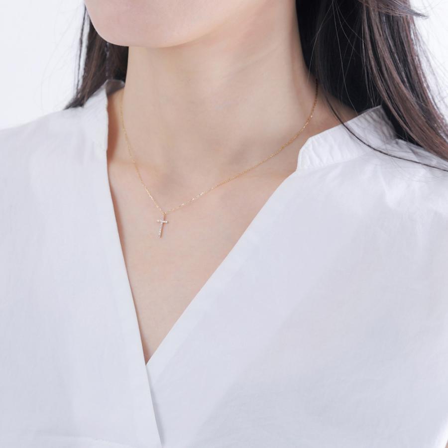 Jewelry i クロス ネックレス ダイヤモンド 18金 十字架 ペンダント
