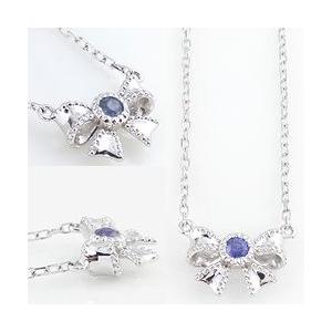 Jewelry i（ジュエリーアイ） サファイア リボン ネックレス 9月誕生石 