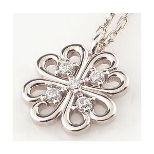 四葉 クローバー ネックレス ハート プラチナ ダイヤモンド 5石 ペンダント Clover Pt900 Pt850 注文製作 プレゼント ギフト 受注 爆買の画像