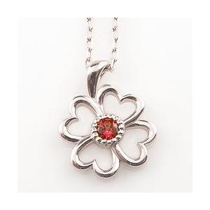 ガーネット ネックレス クローバー モチーフ 四葉 1月誕生石 カラー