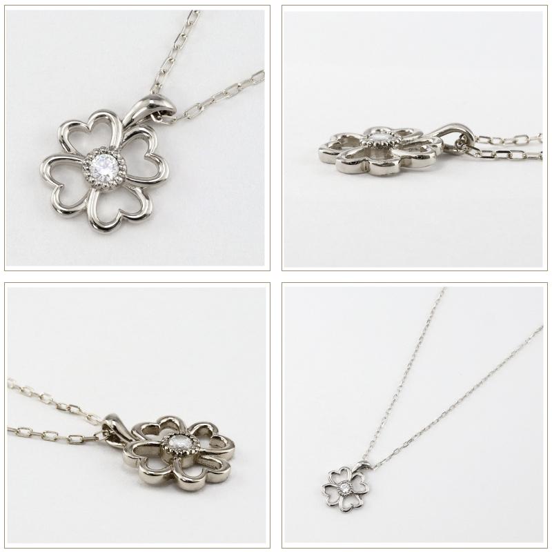 クローバー ネックレス ハート プラチナ 一粒 ダイヤモンド 四葉 ペンダント Clover Pt900 Pt850 注文製作 プレゼント ギフト 受注 爆買の画像
