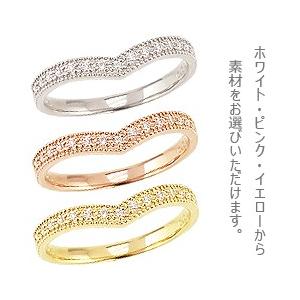 ダイヤモンド エタニティ リング 18金 Vライン ハーフエタニティ ミルウチ 指輪 女性用 天然 宝石 ホワイト ピンク イエロー 受注製作 受注 爆買の画像