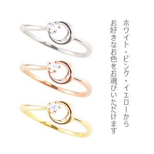 指輪 レディース ピンキーリング ブルームーンストーン リング ムーン 月 モチーフ 6月誕生石 10金 K10 注文製作 プレゼント ギフト 受注 爆買の画像