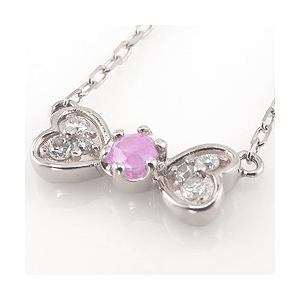 ピンクトルマリン リボン ネックレス ハート 10月誕生石 カラー 