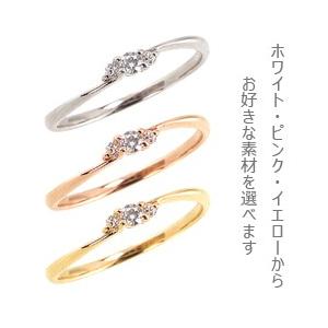 指輪 レディース ピンキーリング リング 18金 ダイヤモンド 3石 婚約指輪 3ストーン トリロジー 文字入れ可能 1号〜 注文製作 プレゼント ギフト 受注｜jwl-i｜02