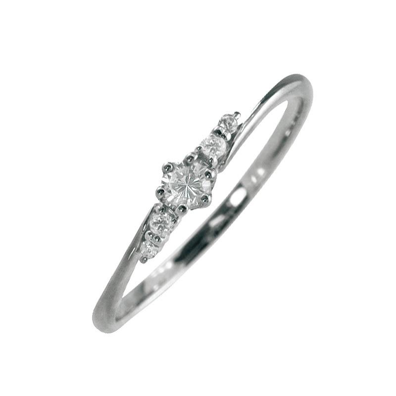 指輪 レディース ピンキーリング プラチナ ファイブストーン  