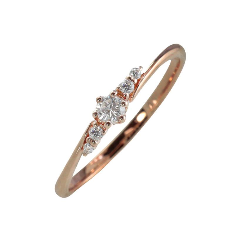 指輪 レディース ピンキーリング 指輪 ダイヤモンドリング 18金 ファイブストーン 5石 婚約指輪  文字入れ可能 1号〜 注文製作 プレゼント ギフト 受注 爆買の画像