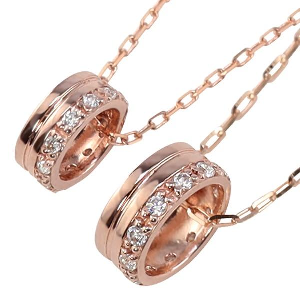 ペアネックレス サークル ダイヤモンド 2個セット 10金 丸 ペンダント ゴールド K10 ダイヤネックレス シンプル 大人 安い カップル 注文製作 受注 爆買の画像