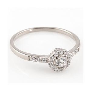 指輪 レディース ピンキーリング 取り巻き リング プラチナ ダイヤモンド リング 19石 0.17ct Pt900 婚約指輪  花 フラワー 受注製作 ギフト 受注 爆買の画像
