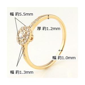 指輪 レディース ピンキーリング 取り巻き リング 18金 ダイヤモンド リング 19石 0.17ct K18 ゴールド 婚約指輪  フラワー 受注製作 ギフト 受注 爆買の画像