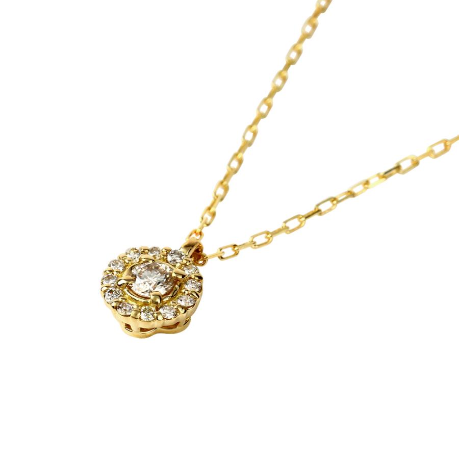 Jewelry i 取り巻き ダイヤモンド 18金 13石 ネックレス レディース 花 