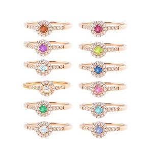 指輪 レディース ピンキーリング 指輪 取り巻き デザイン 誕生石 18金リング ダイヤモンド ホワイト ピンク イエロー 注文製作 プレゼント ギフト 受注 爆買の画像