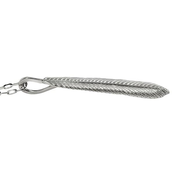 メンズネックレス プラチナ 羽 モチーフ Pt900 Pt850 フェザー ネックレス ペンダント アズキチェーン 50cm  文字 刻印 可能 受注 爆買の画像