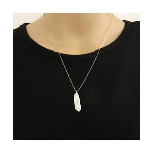 メンズネックレス プラチナ 羽 モチーフ Pt900 Pt850 フェザー ネックレス ペンダント アズキチェーン 50cm  文字 刻印 可能 受注 爆買の画像