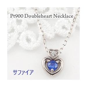 Jewelry i（ジュエリーアイ） サファイア ダブルハート ネックレス 