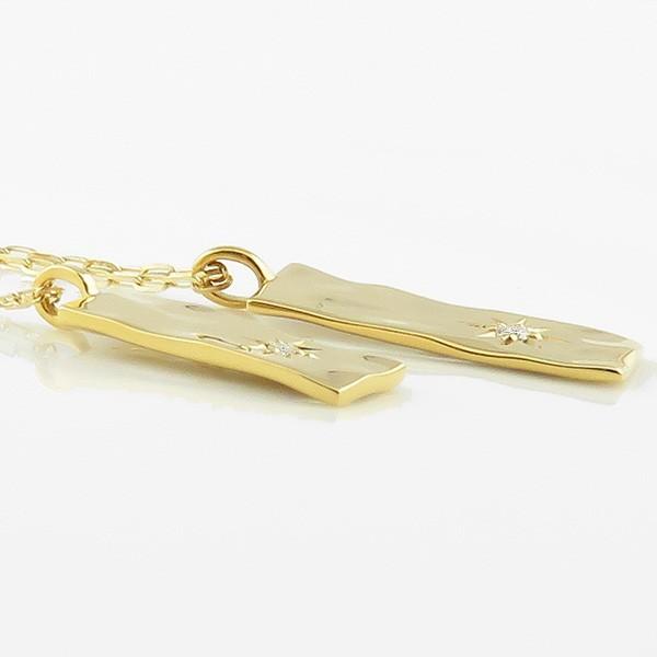 ペアネックレス ゴールド 一粒 ダイヤモンド 長方形 10金 ゴールド K10 ダイヤネックレス ペンダント 2個セット  大人 カップル 注文製作 受注 爆買の画像