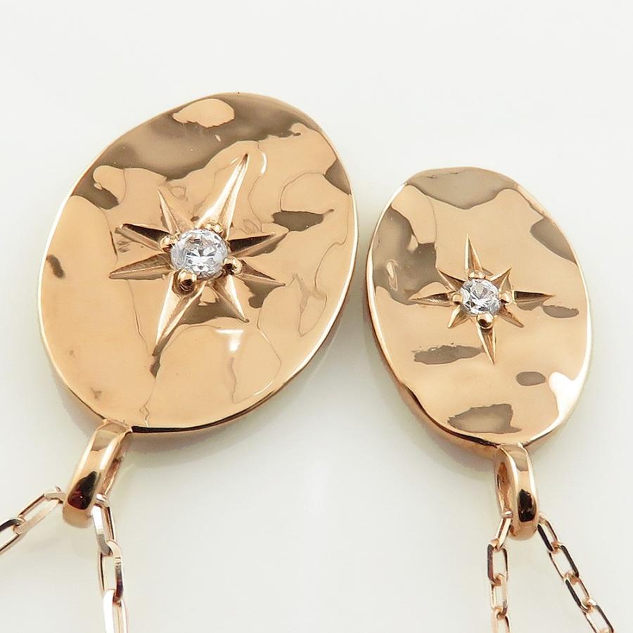 ペアネックレス  一粒 ダイヤモンド オーバル 楕円  10金 ゴールド K10 ダイヤネックレス ペンダント 2個セット シンプル 大人 カップル 注文製作 受注 爆買の画像