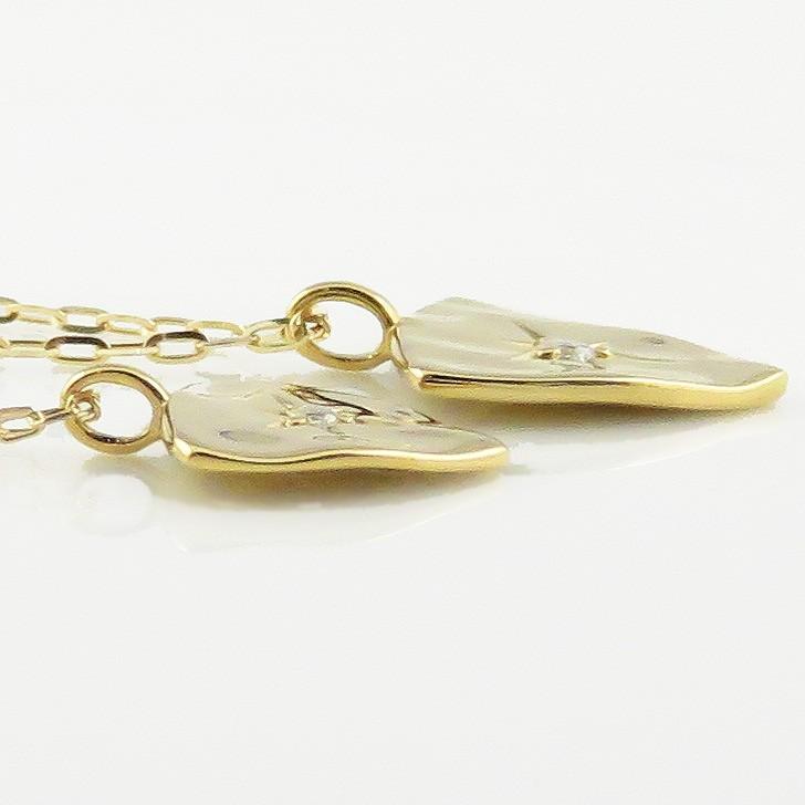 ペアネックレス 10金 一粒 ダイヤモンド ピック 三角形 K10 ゴールド ダイヤネックレス ペンダント 2個セット シンプル 大人 カップル 注文製作 受注 爆買の画像